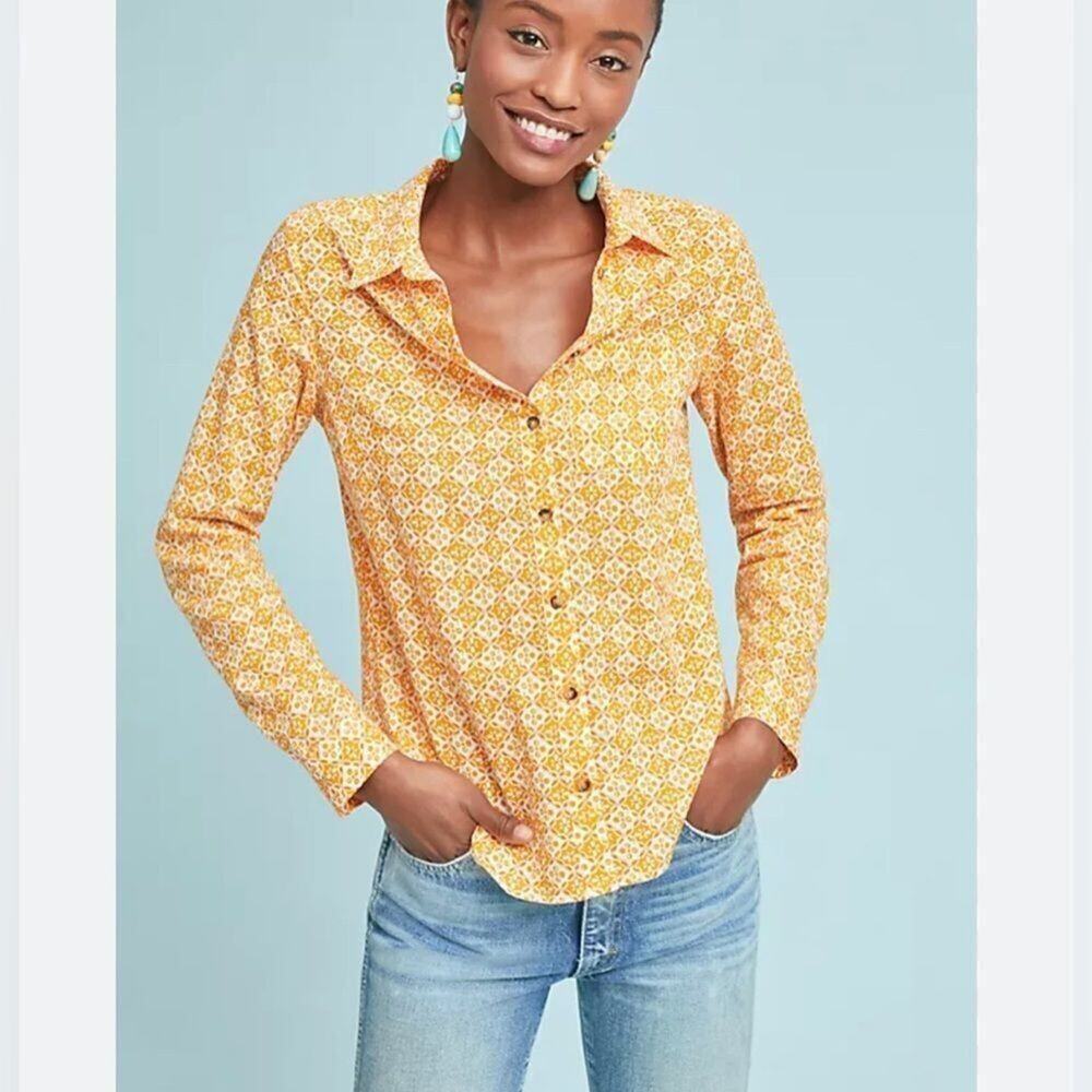 ANTHROPOLOGIE MAEVE PETRIN BUTTON DOWN‎ SHIRT SIZE 4